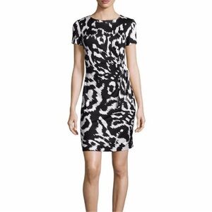 Diane Von Furstenberg Zoe Dress Short Sleeves Black White 100% Silk Size 8 Women